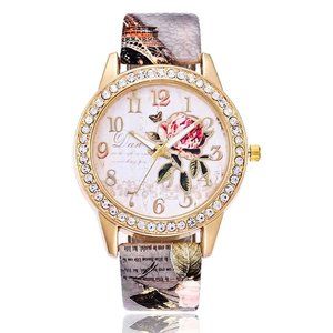 Rose Series Luxury Quartz Grey Watch NWT